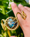 Blue Sphere Labradorite Brass Cuff