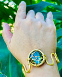 Blue Sphere Labradorite Brass Cuff