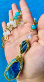 Apatite Jade Long Brass Necklace
