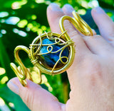 Blue Sphere Labradorite Brass Cuff