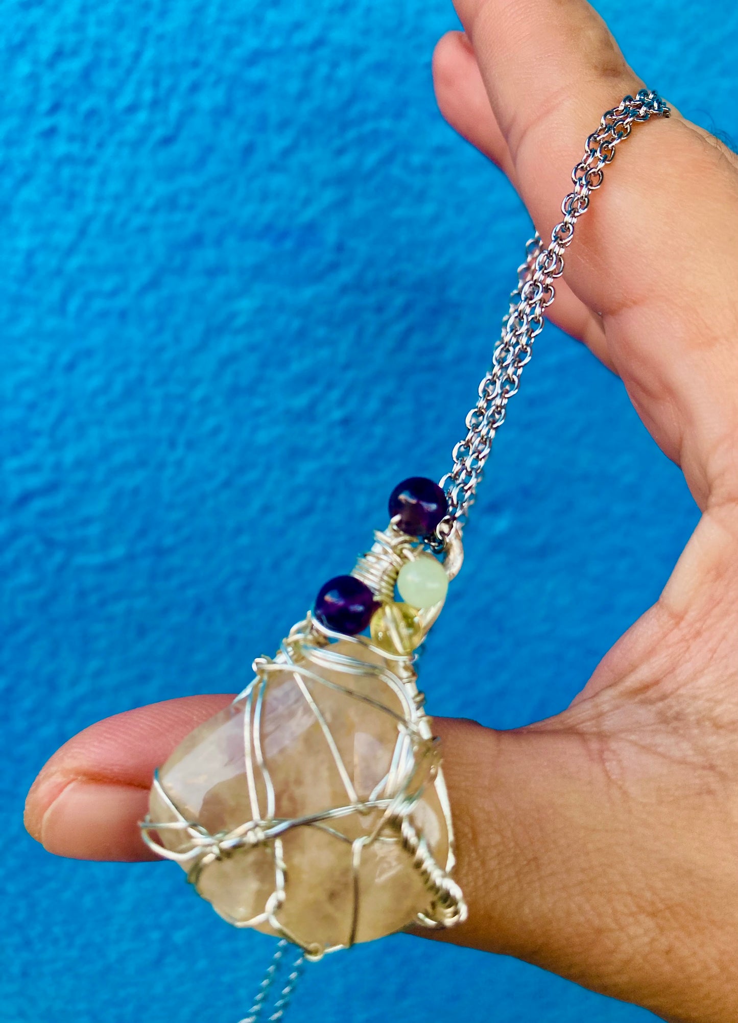 Rutile Quartz Amethyst Pendant