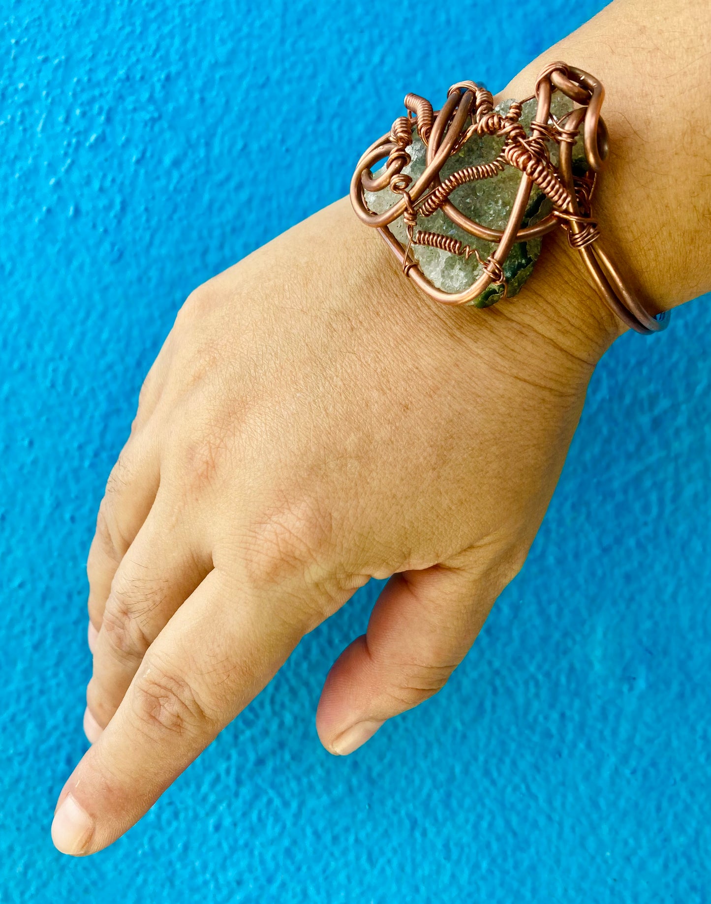 Adjustable Druzy Amethyst Pyramid Cuff