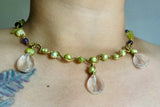 Chandelier Quartz Brass Necklace