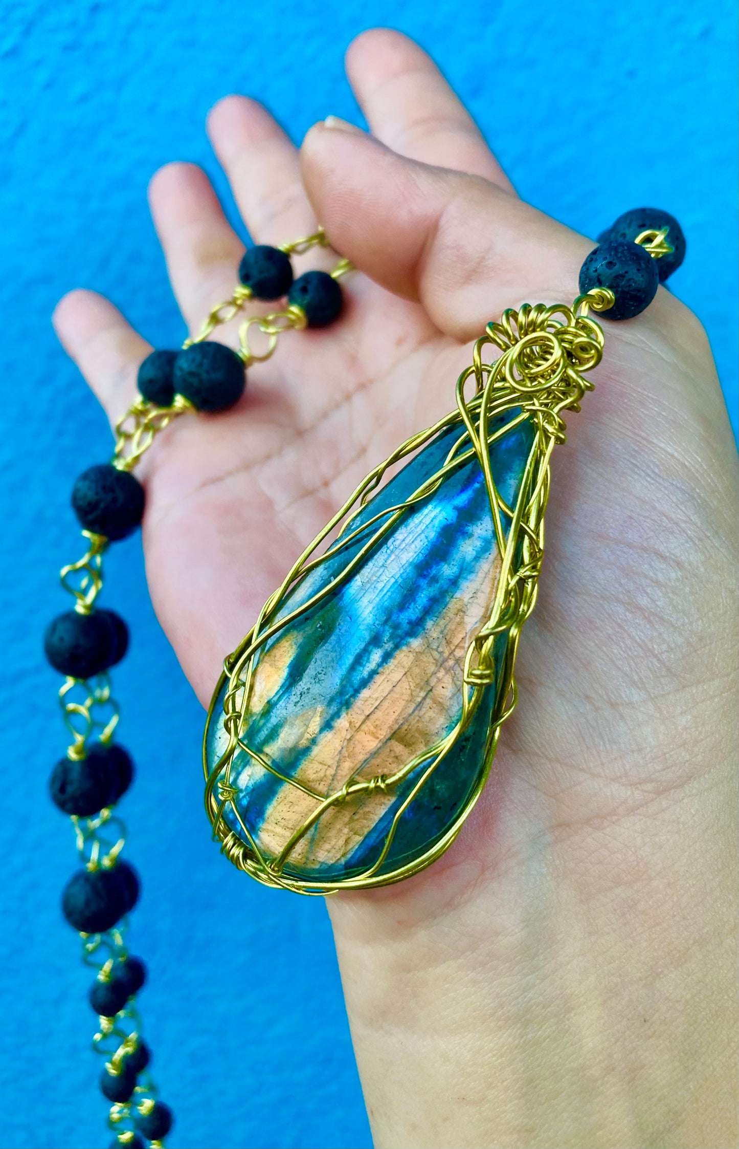 Power Love Labradorite Lava Necklace