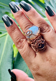 Opalite Amethyst Adjustable Ring