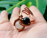 Adjustable Rose Quartz Goldstone Copper Ring