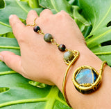 Blue Moon Labradorite Agate Brass Panja