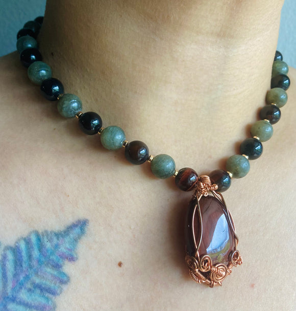 Red Tigerseye Labradorite Necklace