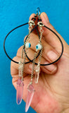 Pink Seaglass Quartz Hoops