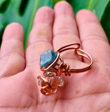 Adjustable Apatite Rose Copper Ring