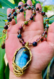 Smokey Labradorite Agate Turquoise Necklace