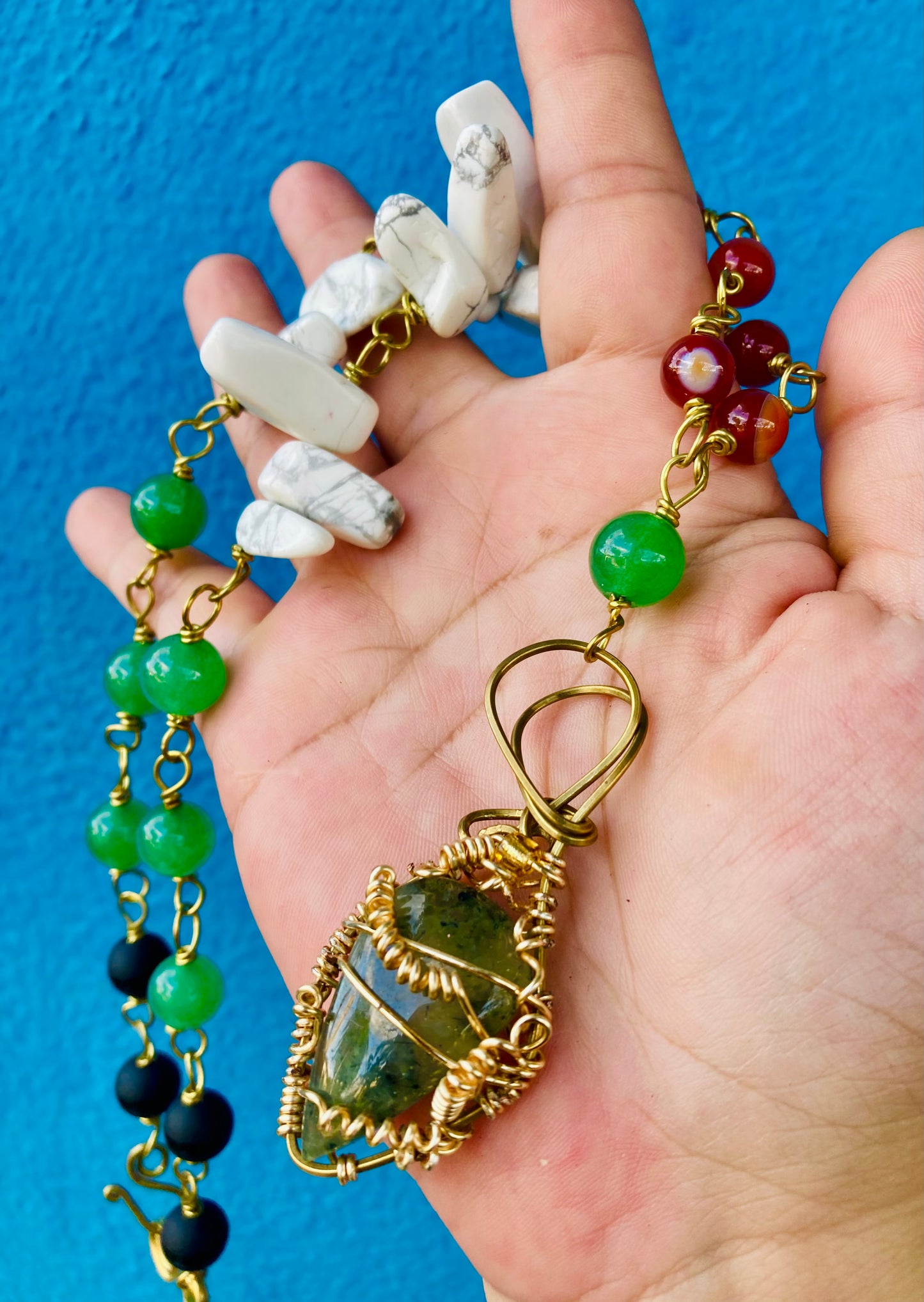 Moss Agate Jade Garden Necklace