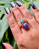 Adjustable Angelite Jasper Copper Ring