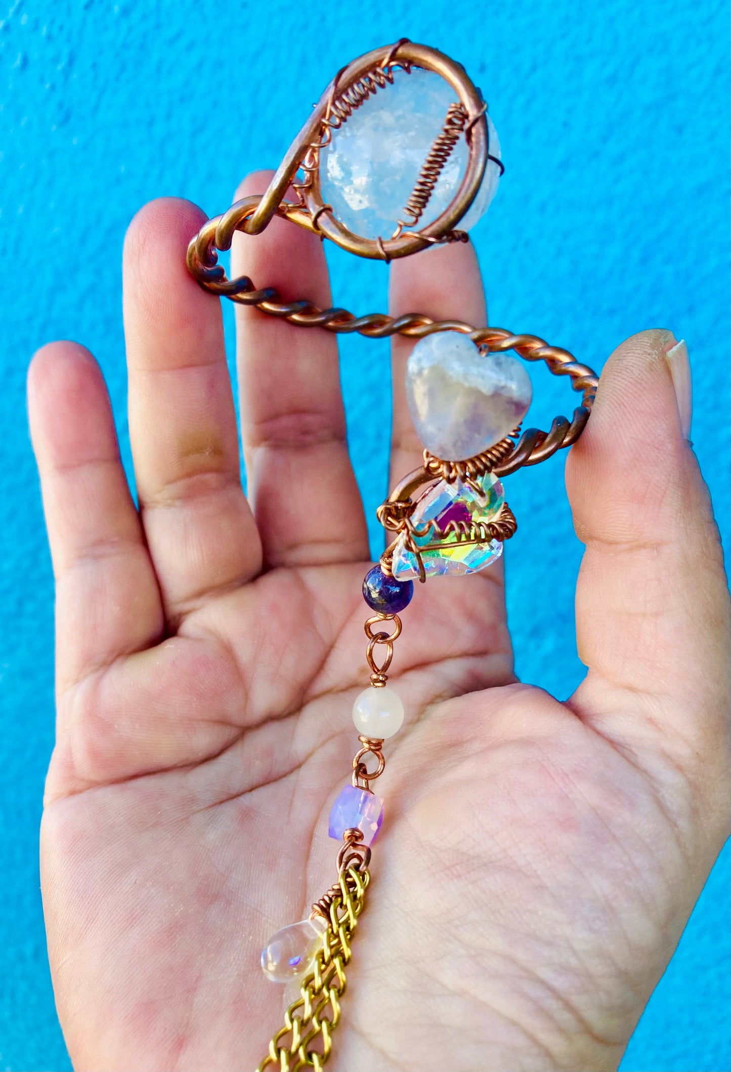 Rose Quartz Amethyst Heart Panja