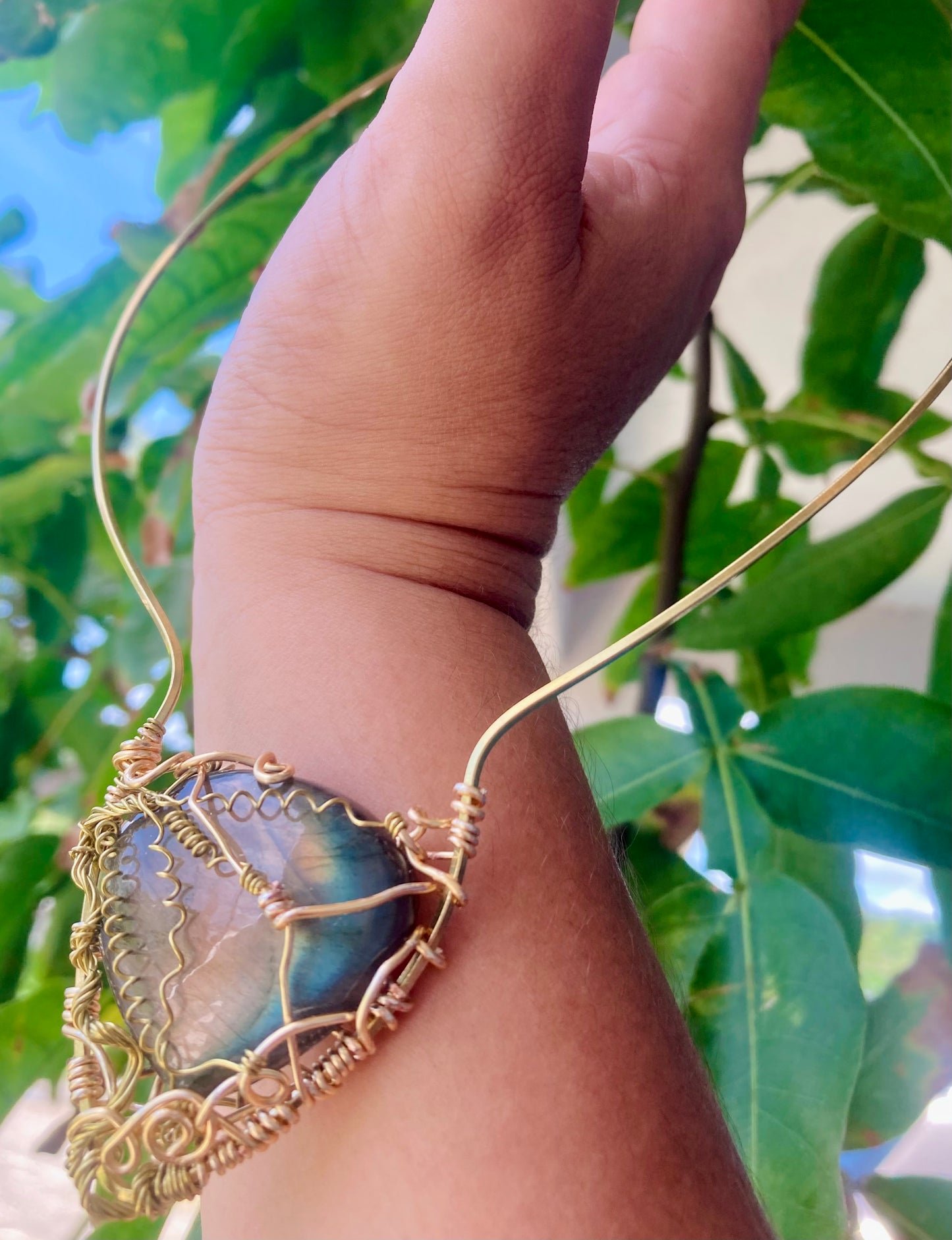 Purple Labradorite Halo Necklace