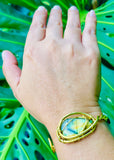 Labradorite Tear Brass Cuff