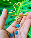 Blue Chalcedony Brass Panja