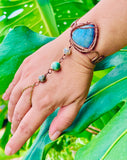 Mystic Sea Green Labradorite Copper Ring Bracelet