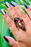 Onyx Unakite Adjustable Ring