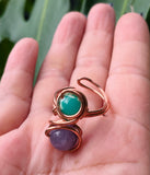 Adjustable Angelite Jasper Copper Ring