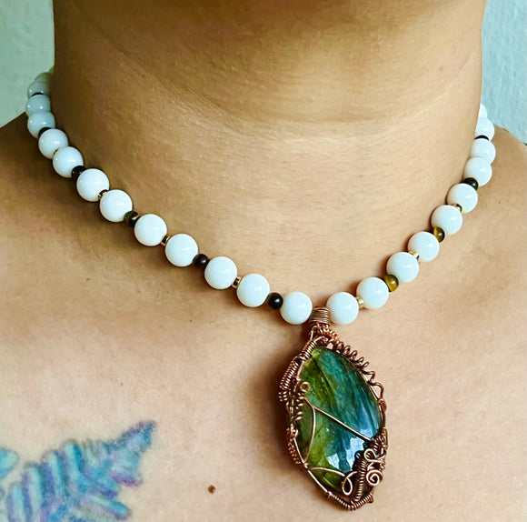 White Onyx Labradorite Necklace