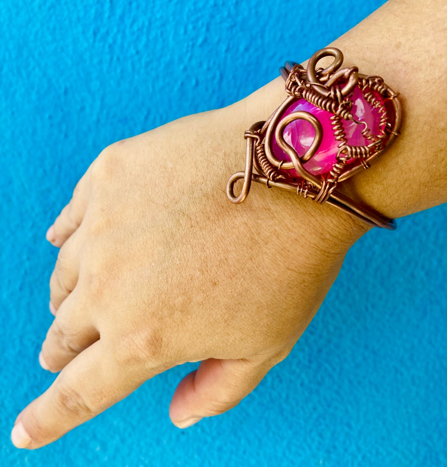 Adjustable Pink Onyx Cuff