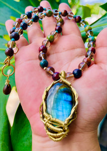 Smokey Labradorite Agate Turquoise Necklace