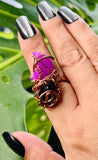 Pink Moon Blue Tigerseye Adjustable Ring