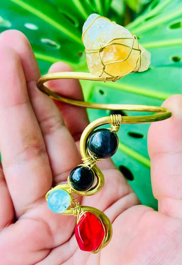 Citrine Mosaic Brass Cuff