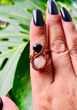 Adjustable Rose Quartz Goldstone Copper Ring