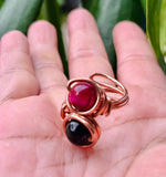 Adjustable Goldstone Tigerseye Copper Ring
