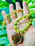 Unakite Heart Peridot Choker / Necklace