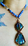 Purple Aura Double Blue Labradorite Hand-knotted Necklace