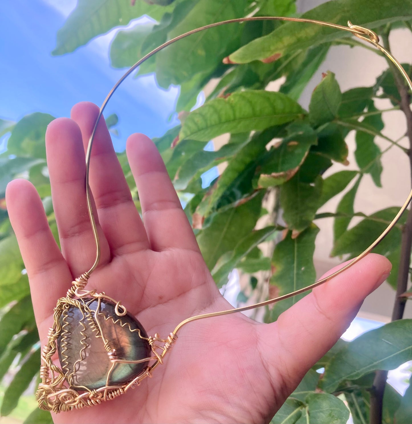 Purple Labradorite Halo Necklace