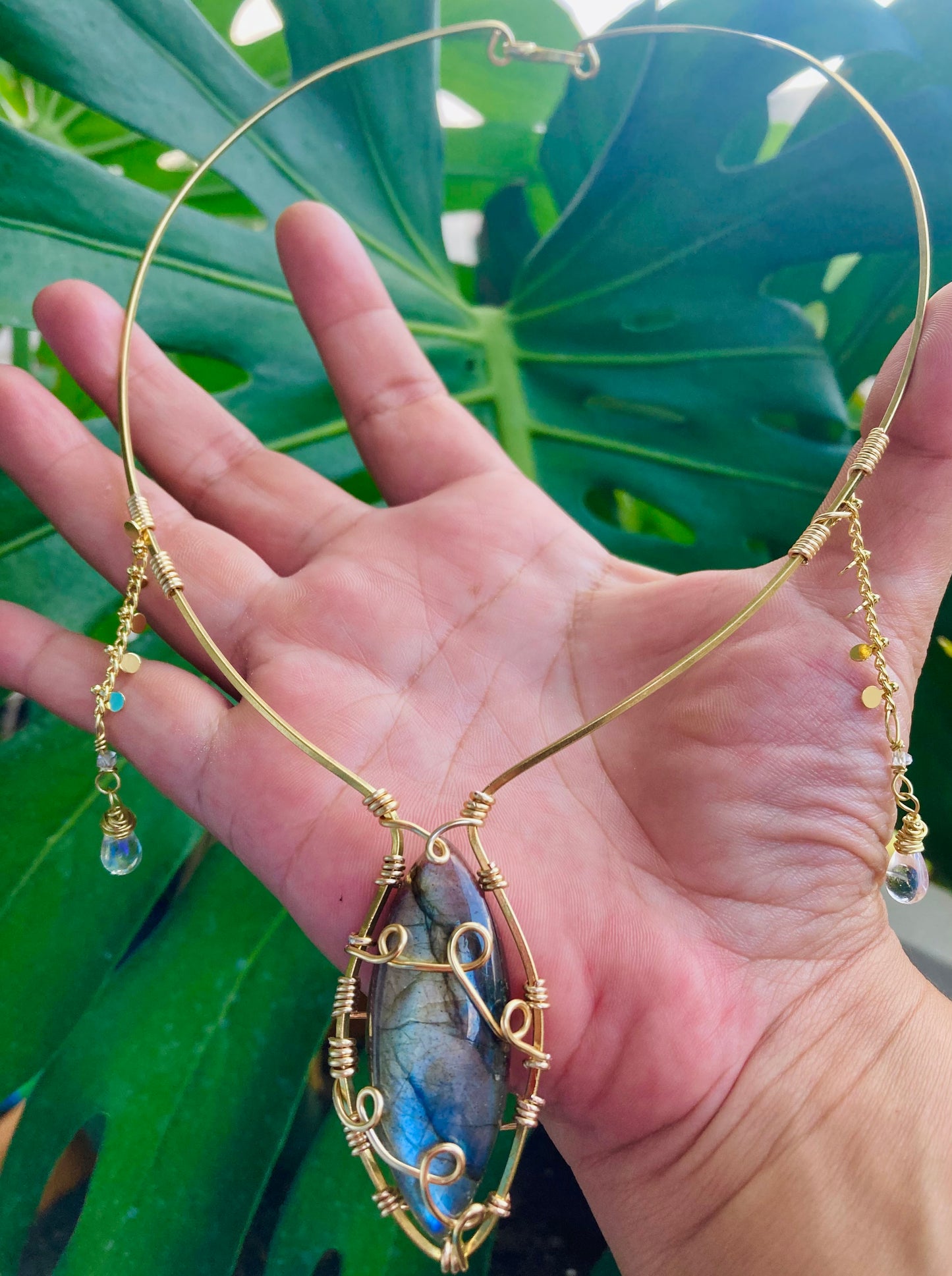 Marquis Labradorite Herkimer Necklace