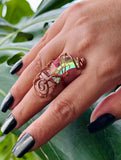 Rose Quartz Moon Adjustable Ring