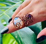 Opalite Amethyst Adjustable Ring