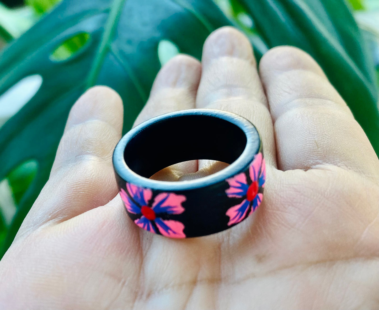 Hand-painted Bamboo Rings Size 9