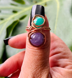 Adjustable Angelite Jasper Copper Ring