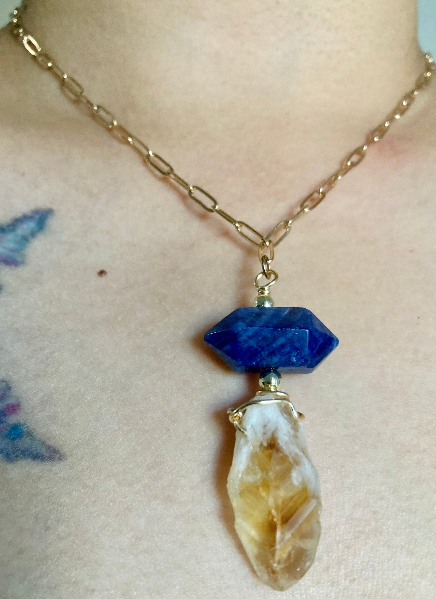 Sodalite Citrine Drop