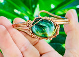 Mystic Labradorite Eye Adjustable Copper Cuff