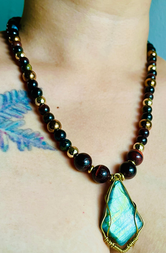 Multi-Tigerseye ~ Hematite ~ Labradorite Necklace