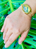 Labradorite Tear Brass Cuff
