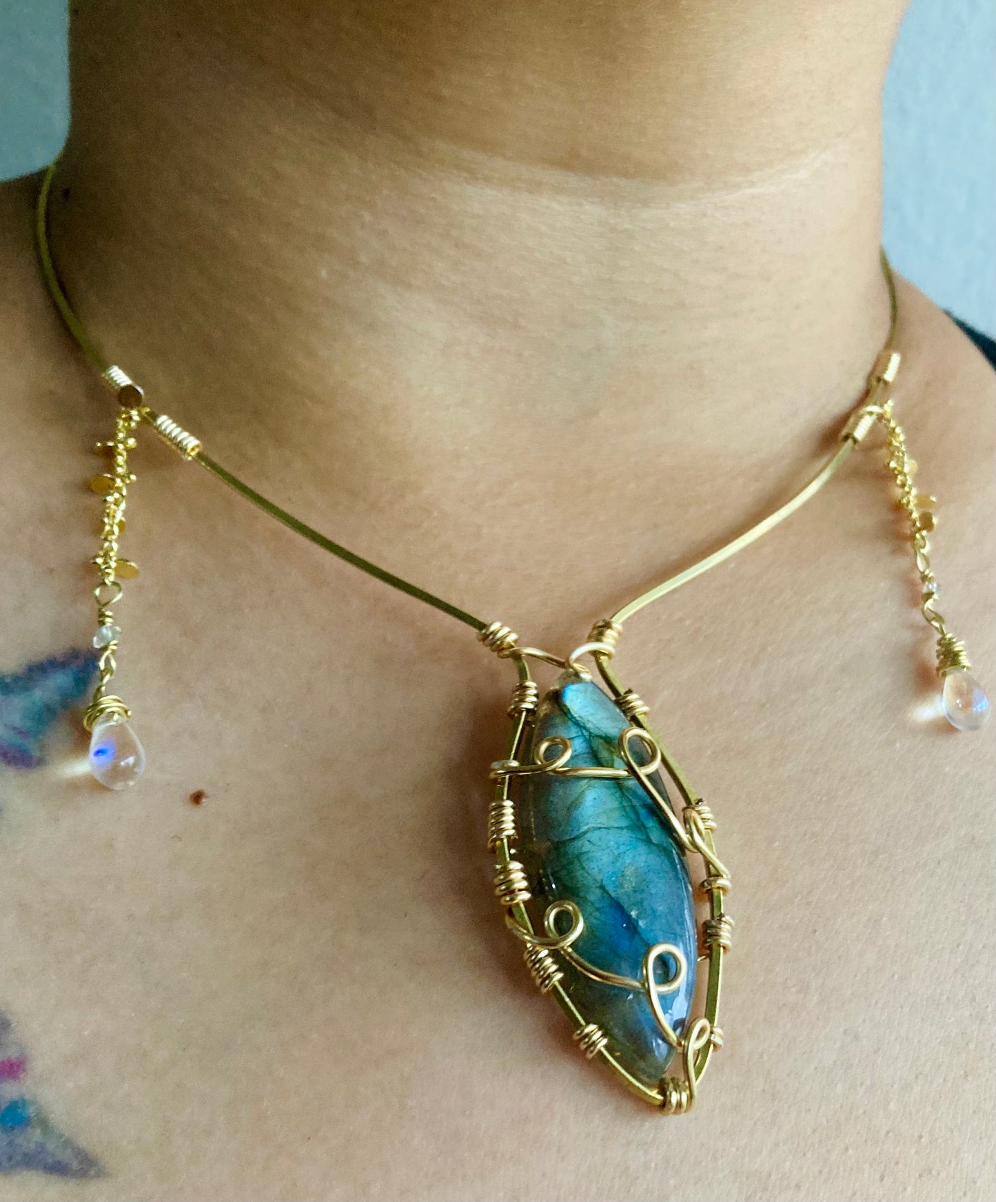 Marquis Labradorite Herkimer Necklace