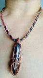 Double Terminated Goldstone Mosaic Leather Necklace