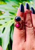Adjustable Goldstone Tigerseye Copper Ring