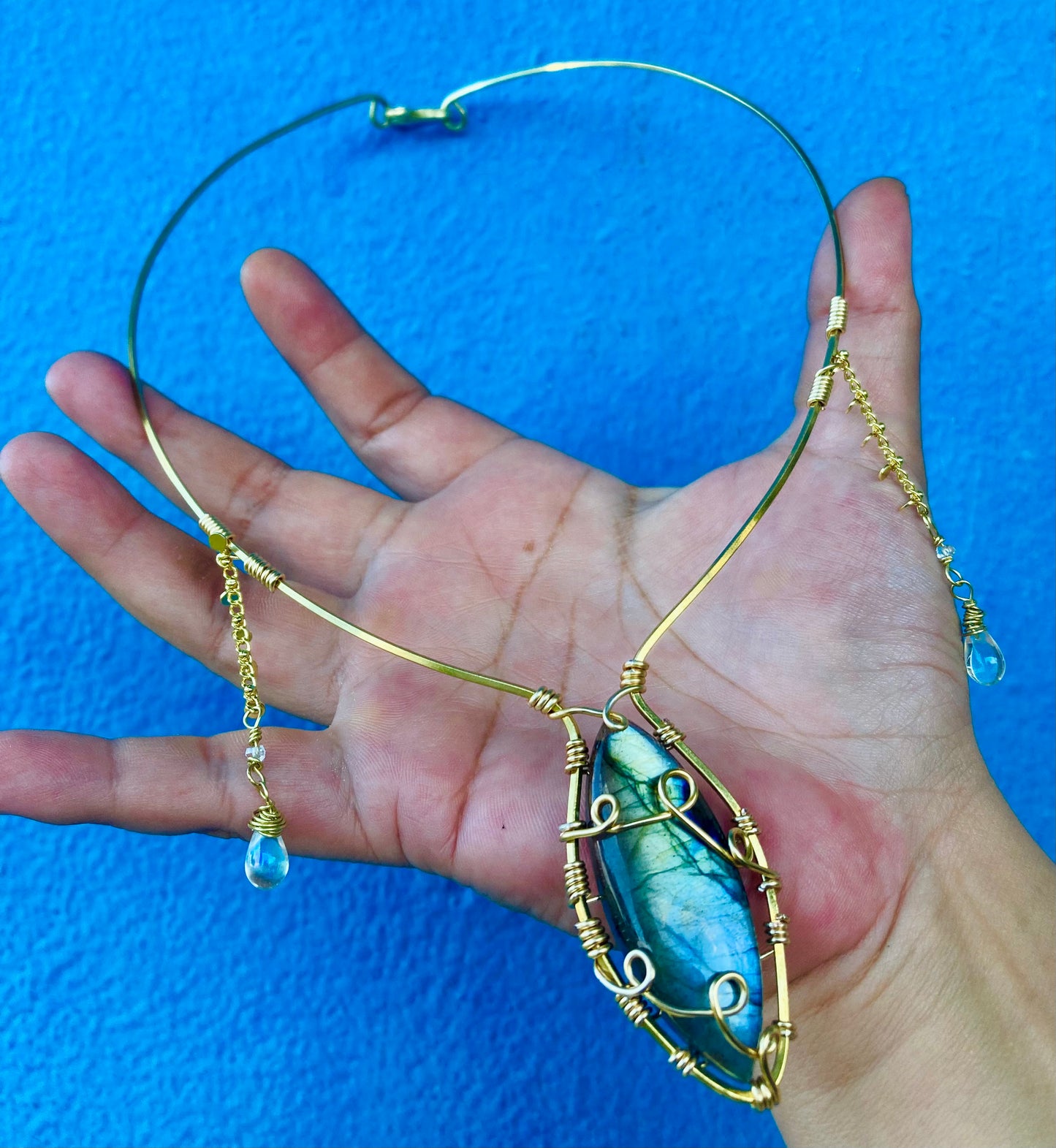 Marquis Labradorite Herkimer Necklace