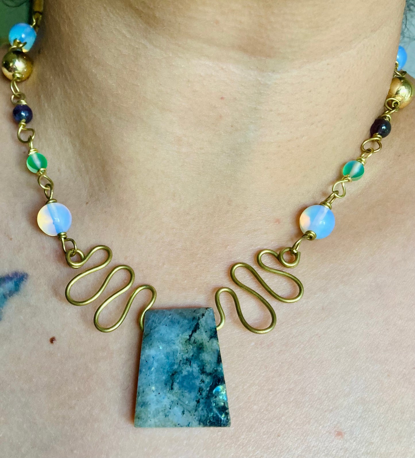 Tribal Labradorite Brass Necklace