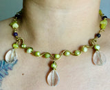 Chandelier Quartz Brass Necklace