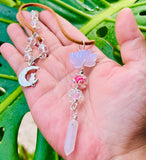 Lotus Moon Kitty Rose Quartz Pendant